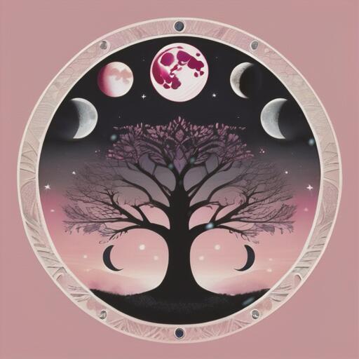 タロットクロス ピンク 黒 生命の樹 月 おしゃれ タペストリー 小さめ 大判 インテリア 20cm～120cm レトロ風 壁 ウォールアート 正方形 占い グッズ