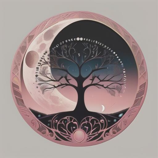 タロットクロス ピンク 黒 生命の樹 月 おしゃれ タペストリー 小さめ 大判 インテリア 20cm～120cm レ..