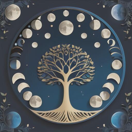 タロットクロス 青 紺 ブルー 生命の樹 月 おしゃれ タペストリー 小さめ 大判 インテリア 20cm～120cm..