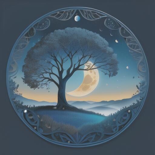 タロットクロス 青 紺 ブルー 生命の樹 月 おしゃれ タペストリー 小さめ 大判 インテリア 20cm～120cm レトロ風 壁 ウォールアート 正方形 占い グッズ