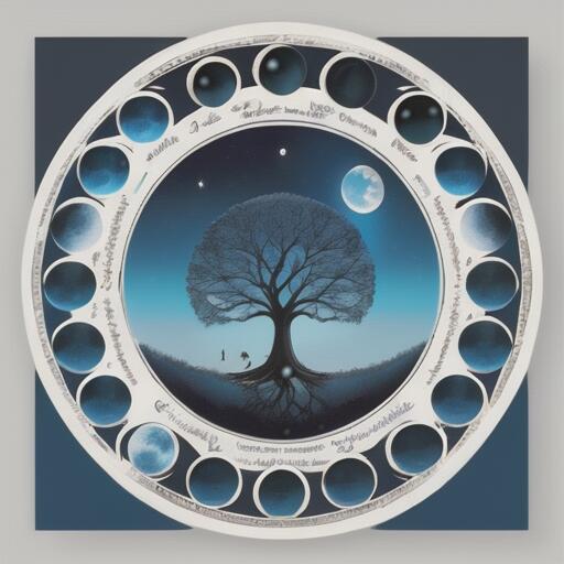 タロットクロス 青 紺 ブルー 生命の樹 月 おしゃれ タペストリー 小さめ 大判 インテリア 20cm～120cm レトロ風 壁 ウォールアート 正方形 占い グッズ