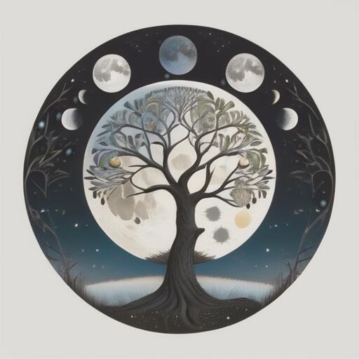 タロットクロス 白黒 生命の樹 月 おしゃれ タペストリー 小さめ 大判 インテリア 20cm～120cm レトロ..