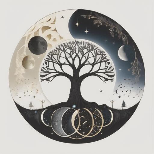 タロットクロス 白 ホワイト 生命の樹 月 おしゃれ タペストリー 小さめ 大判 インテリア 20cm～120cm レトロ風 壁 ウォールアート 正方形 占い グッズ