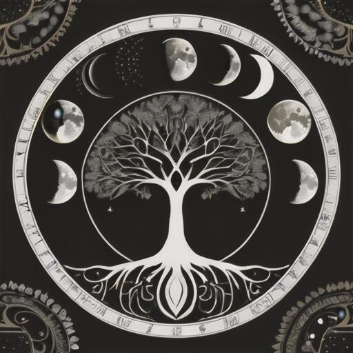 タロットクロス 黒 生命の樹 月 おしゃれ タペストリー 小さめ 大判 インテリア 20cm～120cm 壁 ウォールアート 正方形 占い グッズ 撮影背景 祭壇