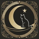 タロットクロス tarot 占い 神秘的 タペストリー おしゃれ 祭壇 撮影背景 正方形 グッズ アクセサリー 黒 白 ベージュ 猫 三日月 花 黒背景 模様 月 星 装飾 円 木彫り 黄色 白 ベージュ 月 星 模様 金色|詳細画像