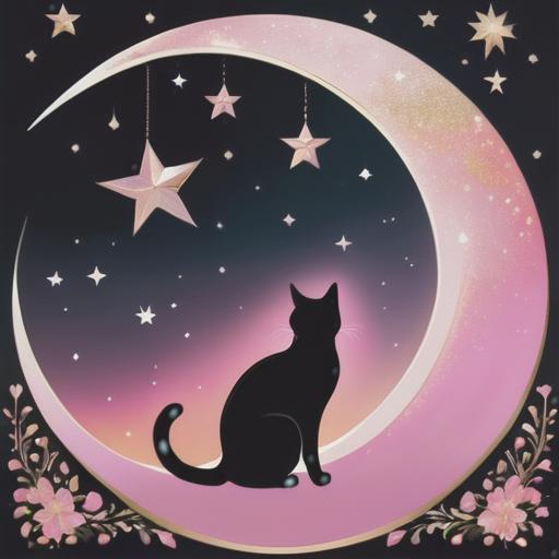 タロットクロス tarot 占い 神秘的 タペストリー おしゃれ 祭壇 撮影背景 正方形 グッズ アクセサリー 黒 ピンク 月 猫 星 夜 白 夜空 雲 シルエット アート ピンク 白 星 月 夜 シルエット アート 模様