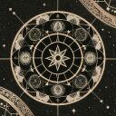 タロットクロス tarot 占い 神秘的 タペストリー おしゃれ 祭壇 撮影背景 正方形 グッズ アクセサリー 黒 黄色 緑 猫 向日葵 リース 白 花 植物 自然 円 模様 黄色い花 ベージュ 幾何学模様 アート 対称性 デザイン 星