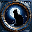 タロットクロス tarot 占い 神秘的 タペストリー おしゃれ 祭壇 撮影背景 正方形 グッズ アクセサリー 黒 緑 猫 月 星 夜 魔法 黄色 神秘 アート デザイン 動物 グレー 絵 フレーム 青 絵画 芸術 夜空 黒猫 シルエット|詳細画像