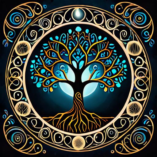 タロットクロス tarot 占い 神秘的 タペストリー おしゃれ 祭壇 撮影背景 正方形 グッズ アクセサリー 青 黒 ベージュ 生命の樹 模様 シンボル アート 神秘