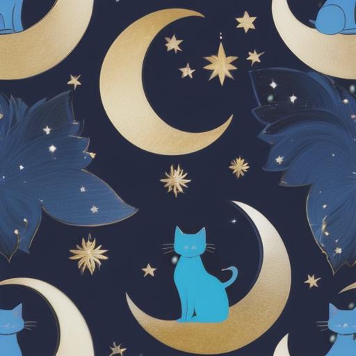 タロットクロス tarot 占い 神秘的 タペストリー おしゃれ 祭壇 撮影背景 正方形 グッズ アクセサリー 青 紺 黄色 月 星 猫