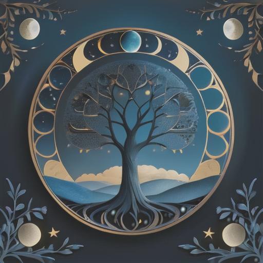 タロットクロス tarot 占い 神秘的 タペストリー おしゃれ 祭壇 撮影背景 正方形 グッズ アクセサリー 青 黒 白 生命の樹 月 夜空 星 自然