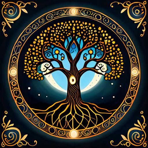 タロットクロス tarot 占い 神秘的 タペストリー おしゃれ 祭壇 撮影背景 正方形 グッズ アクセサリー 青 黒 黄色 生命の樹