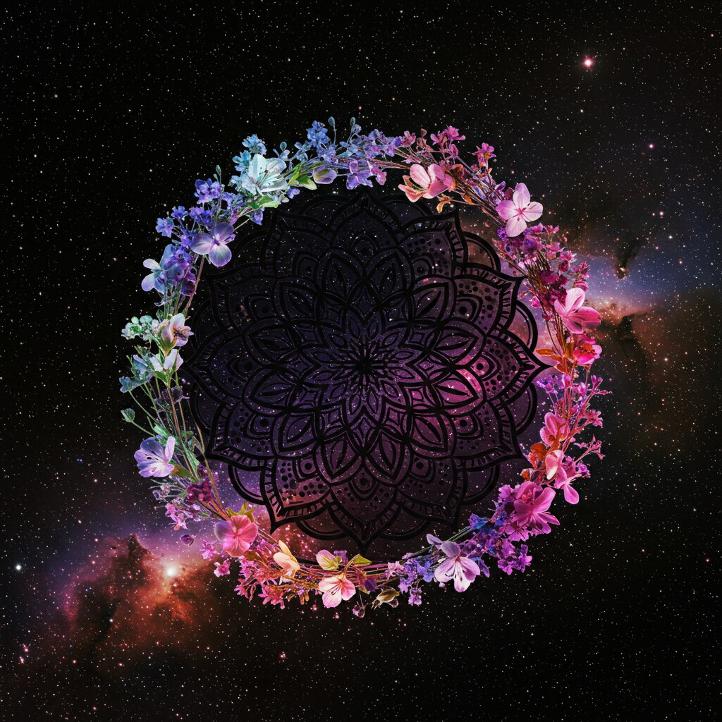 タロットクロス tarot 占い 神秘的 タペストリー おしゃれ 祭壇 撮影背景 正方形 グッズ アクセサリー 黒 ピンク 紫 曼荼羅 花 宇宙 星 神秘