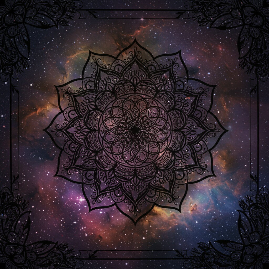 タロットクロス tarot 占い 神秘的 タペストリー おしゃれ 祭壇 撮影背景 正方形 グッズ アクセサリー 黒 紫 青 曼荼羅 宇宙 星雲 神秘 瞑想