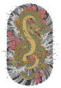 龍 桜 波 鱗 東洋 タペストリー 和モダン 和柄 浮世絵風 刺青風 昭和レトロ 壁掛け 大判 長方形 タトゥー ジャパニーズ 男気 アウトロー 壁布 黄色 オレンジ ピンク(3)