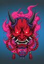 鬼 般若 悪魔 妖怪 炎 タペストリー 和モダン 和柄 浮世絵風 刺青風 昭和レトロ 壁掛け 大判 長方形 タトゥー ジャパニーズ 男気 アウトロー 壁布 赤 ピンク 黒(3)