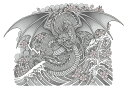 龍 桜 波 鱗 翼 タペストリー 和モダン 和柄 浮世絵風 刺青風 昭和レトロ 壁掛け 大判 長方形 タトゥー ジャパニーズ 男気 アウトロー 壁布 白 グレー ピンク(3)