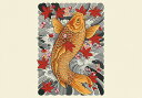 鯉 紅葉 波 桜 錦鯉 タペストリー 和モダン 和柄 浮世絵風 刺青風 昭和レトロ 壁掛け 大判 長方形 タトゥー ジャパニーズ 男気 アウトロー 壁布 オレンジ 赤 ピンク(3)