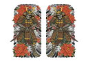 武士 骸骨 鎧 花 波 タペストリー 和モダン 和柄 浮世絵風 刺青風 昭和レトロ 壁掛け 大判 長方形 タトゥー ジャパニーズ 男気 アウトロー 壁布 黒 赤 オレンジ(3)