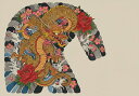 龍 竜 花 波 雲 タペストリー 和モダン 和柄 浮世絵風 刺青風 昭和レトロ 壁掛け 大判 長方形 タトゥー ジャパニーズ 男気 アウトロー 壁布 オレンジ 赤 ピンク(3)