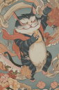 猫 招き猫 陶器 花 幸運 タペストリー 和柄 和風 大きい 男気 日本画風 入れ墨風 アウトロー 縦型 縦配信 大自然 インテリア 撮影背景 壁掛け 大判 長方形 壁布 青 紺 白(3)