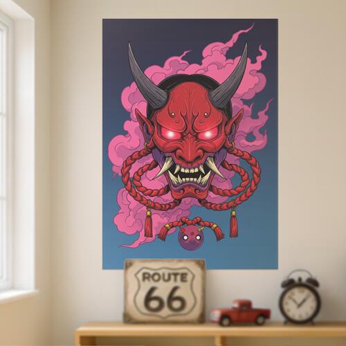 鬼 般若 妖怪 悪魔 伝統 タペストリー 和モダン 和柄 浮世絵風 刺青風 昭和レトロ 壁掛け 大判 長方形 ..