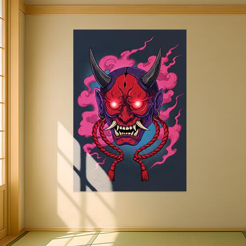 鬼 般若 悪魔 妖怪 伝説 タペストリー 和モダン 和柄 浮世絵風 刺青風 昭和レトロ 壁掛け 大判 長方形 ..