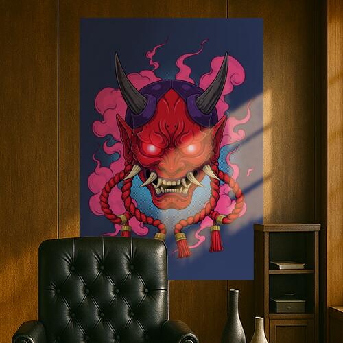 鬼 般若 妖怪 悪魔 伝説 タペストリー 和モダン 和柄 浮世絵風 刺青風 昭和レトロ 壁掛け 大判 長方形 ..