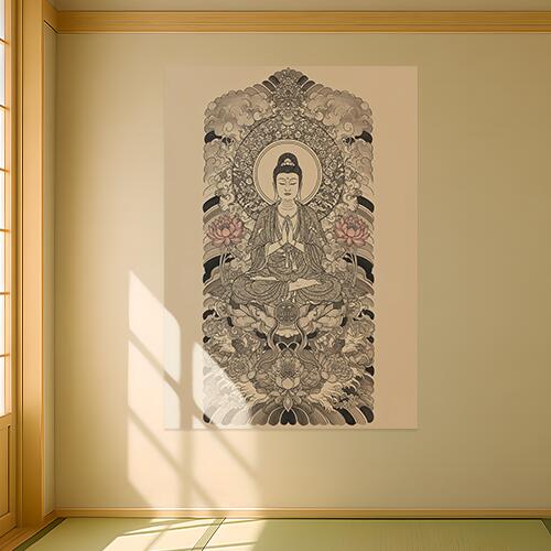 お部屋のインテリアとしてもお使いいただけます。検索用: 室内 飾り 布 インテリア タペストリー 昭和レトロ 入れ墨風 部屋 アート グラフィック