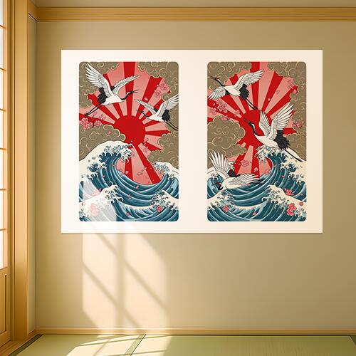 お部屋のインテリアとしてもお使いいただけます。検索用: 室内 飾り 布 インテリア タペストリー 昭和レトロ 入れ墨風 部屋 アート グラフィック 鶴 波 太陽 雲 桜 タペストリー 和モダン 和柄 浮世絵風 和柄 刺青風 昭和レトロ 壁掛...