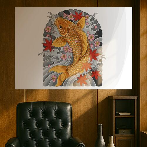 お部屋のインテリアとしてもお使いいただけます。検索用: 室内 飾り 布 インテリア タペストリー 昭和レトロ 入れ墨風 部屋 アート グラフィック 鯉 コイ 錦鯉 ニシキゴイ 波 タペストリー 和モダン 和柄 浮世絵風 和柄 刺青風 昭和レ...
