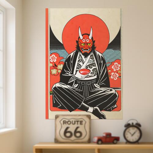 鬼 般若 日本画 妖怪 浮世絵 タペストリー 和モダン 和柄 浮世絵風 刺青風 昭和レトロ 壁掛け 大判 長方形 タトゥー ジャパニーズ 男気 アウトロー 壁布 赤 黒 白