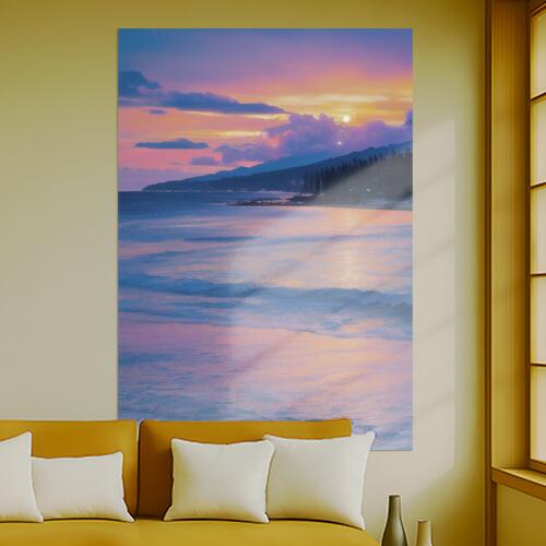 海 夕焼け 癒し 静寂 ロマンス タペストリー 大きい 夏 縦型 縦配信 リゾート リラックス 大自然 インテリア 撮影背景 壁掛け 大判 長方形 壁布 ピンク オレンジ 黄色