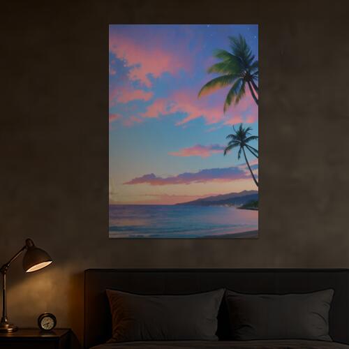 ヤシの木 海 夕焼け ビーチ 楽園 タペストリー 大きい 夏 縦型 縦配信 リゾート リラックス 大自然 インテリア 撮影背景 壁掛け 大判 長方形 壁布 青 ピンク オレンジ