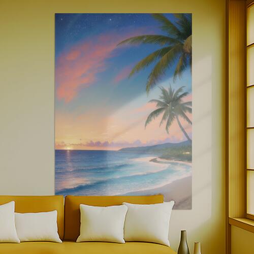 ヤシの木 海 ビーチ 夕焼け 楽園 タペストリー 大きい 縦型 縦配信 大自然 インテリア 撮影背景 壁掛け 大判 長方形 壁布 青 オレンジ ピンク