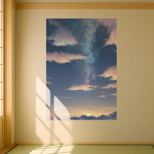 星空 天の川 夜空 雲 夕焼け タペストリー 大きい 縦型 縦配信 大自然 インテリア 撮影背景 壁掛け 大判 長方形 壁布 青 紺 ピンク