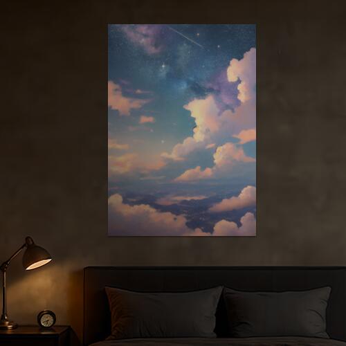 星空 雲 夜空 天使 希望 タペストリー 大きい 縦型 縦配信 大自然 インテリア 撮影背景 壁掛け 大判 長方形 壁布 青 ピンク オレンジ