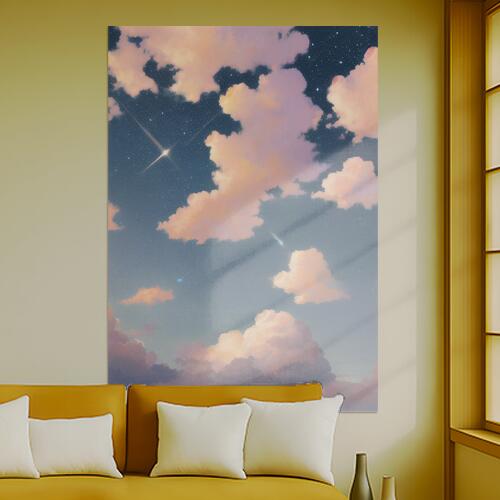 空 雲 星 流れ星 希望 タペストリー 大きい 縦型 縦配信 大自然 インテリア 撮影背景 壁掛け 大判 長方形 壁布 青 ピンク オレンジ
