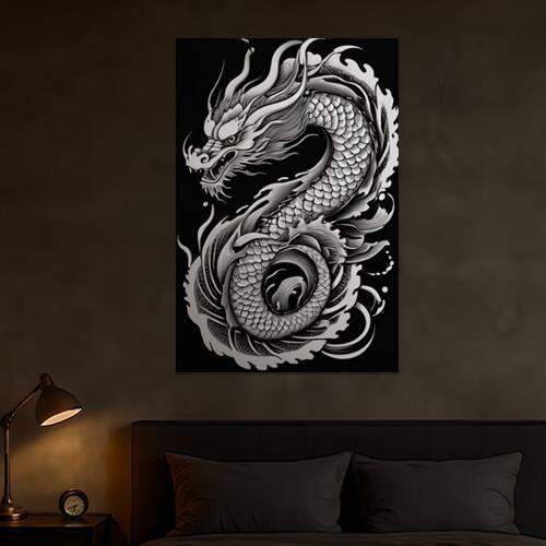 龍 水 鱗 神話 幸運 タペストリー 和柄 和風 大きい 男気 日本画風 入れ墨風 アウトロー 縦型 縦配信 ..