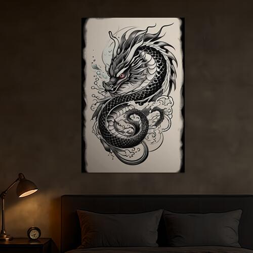 龍 水 鱗 渦 伝説 タペストリー 和柄 和風 大きい 男気 日本画風 入れ墨風 アウトロー 縦型 縦配信 大..