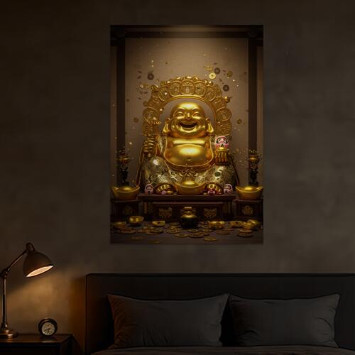 布袋 金運 幸運 富 繁栄 タペストリー ビリケンさん 商売繁盛 和柄 和風 大きい 男気 アウトロー 縦型 ..