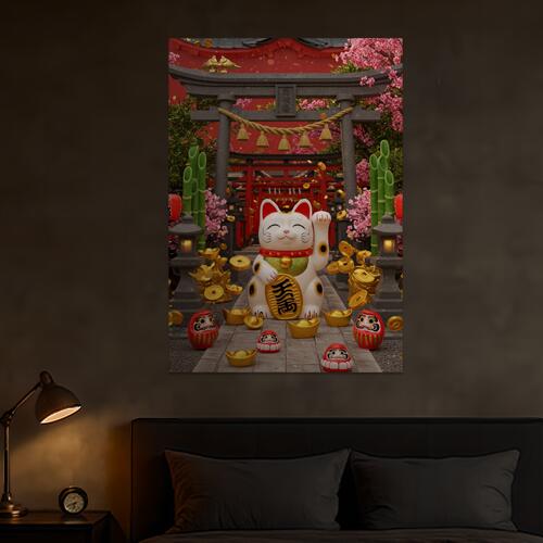 招き猫 鳥居 達磨 小判 竹 タペストリー 商売繁盛 和柄 和風 幸運 運気上昇 大きい 男気 アウトロー 縦型 縦配信 撮影背景 壁掛け 大判 長方形 壁布 白 赤 黄色