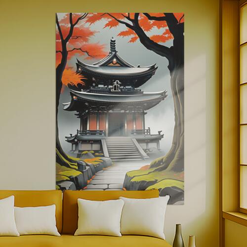 寺 庭園 紅葉 石畳 日本建築 タペストリー 和柄 和風 日本画風 男気 大和魂 厳つい インテリア 大きい ..