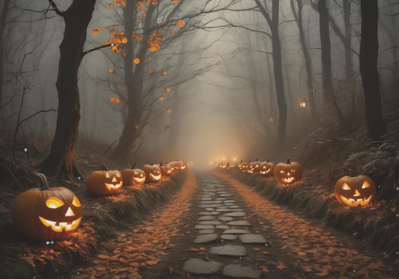 カボチャ ハロウィン 秋 森 ランタン タペストリー 幻想的 インテリア 大きい 撮影背景 壁掛け 大判 長..