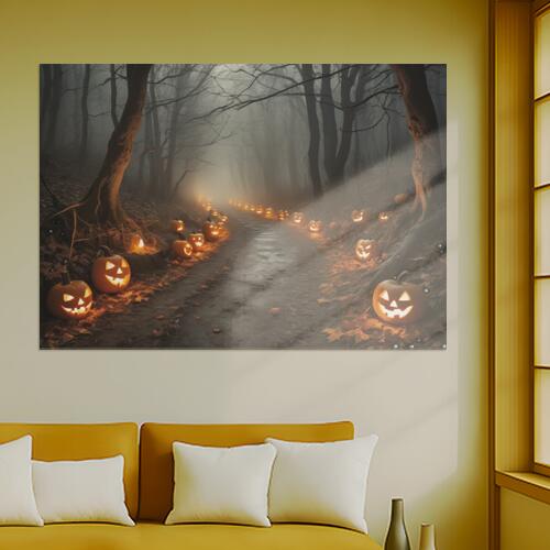 ハロウィン カボチャ 森 夜 幽霊 タペストリー 和風 和柄 入れ墨風 浮世絵風 インテリア 大きい 撮影背..