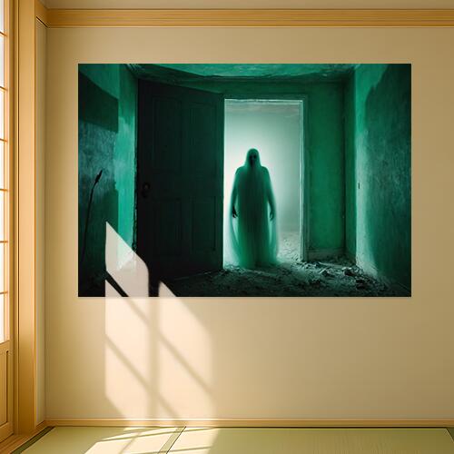 幽霊 ドア 部屋 ホラー 不気味 防犯 タペストリー ハロウィン インテリア 大きい 撮影背景 壁掛け 大判 長方形 壁布 緑