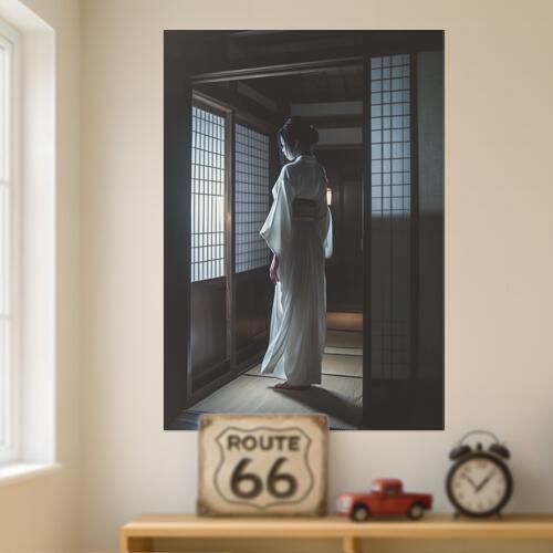 着物 和室 女性 障子 日本家屋 防犯 タペストリー ホラー ハロウィン インテリア 大きい 撮影背景 壁掛..