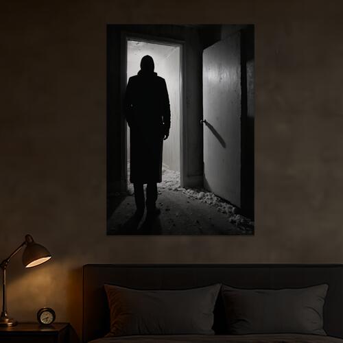 シルエット ドア コート 廊下 雪 防犯 タペストリー ホラー ハロウィン インテリア 大きい 撮影背景 壁..