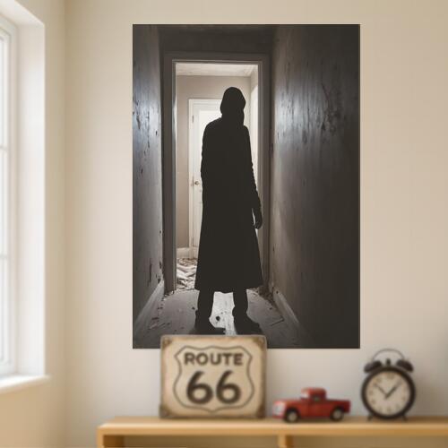 影 人物 コート 廊下 ドア 防犯 タペストリー ホラー ハロウィン インテリア 大きい 撮影背景 壁掛け ..