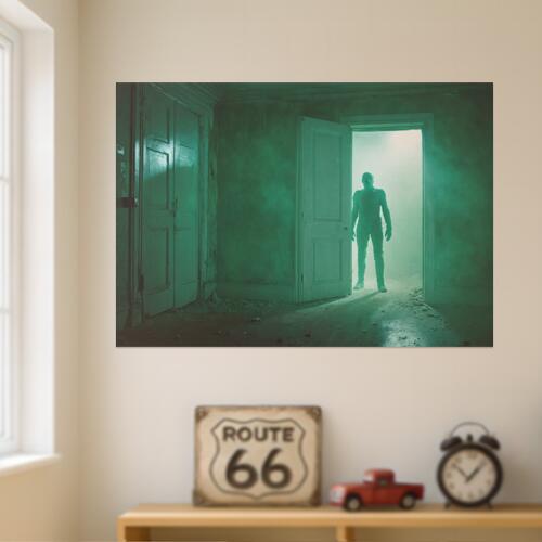 ドア 人影 幽霊 部屋 ホラー 防犯 タペストリー ハロウィン インテリア 大きい 撮影背景 壁掛け 大判 ..